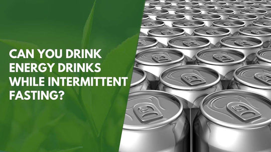Aluminum cans and title that reads "can you drink energy drinks while intermittent fasting?"